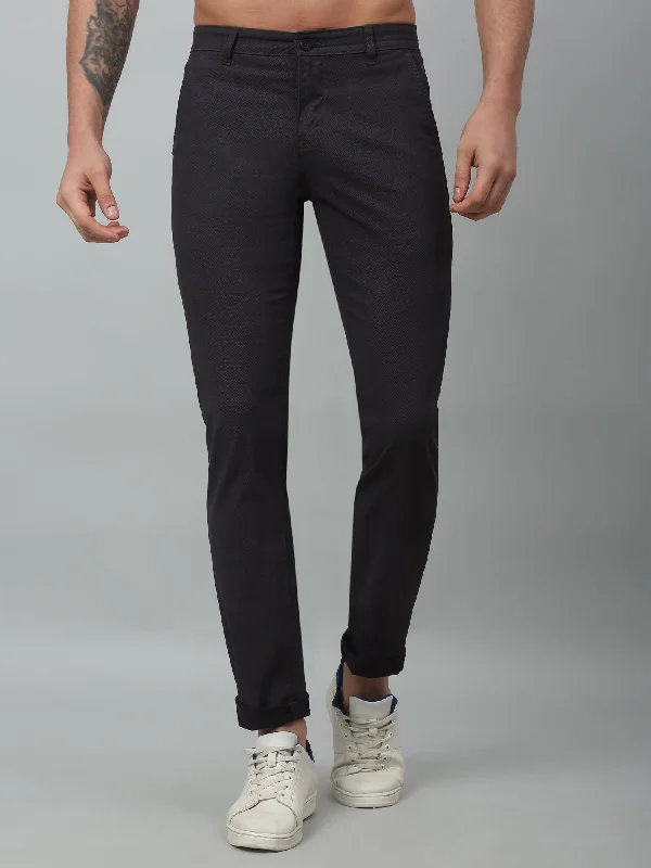 Men's Casual Flat front Black  Trousers