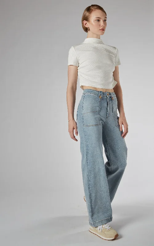 Carrie Sunbleached Wide Straight Leg Jeans