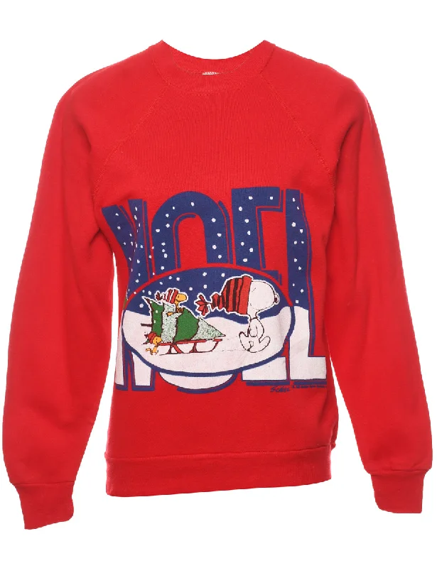 Cartoon Print Noel Christmas Sweatshirt - S