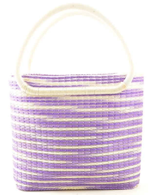 Woven Lilac & White Basket Bag - M