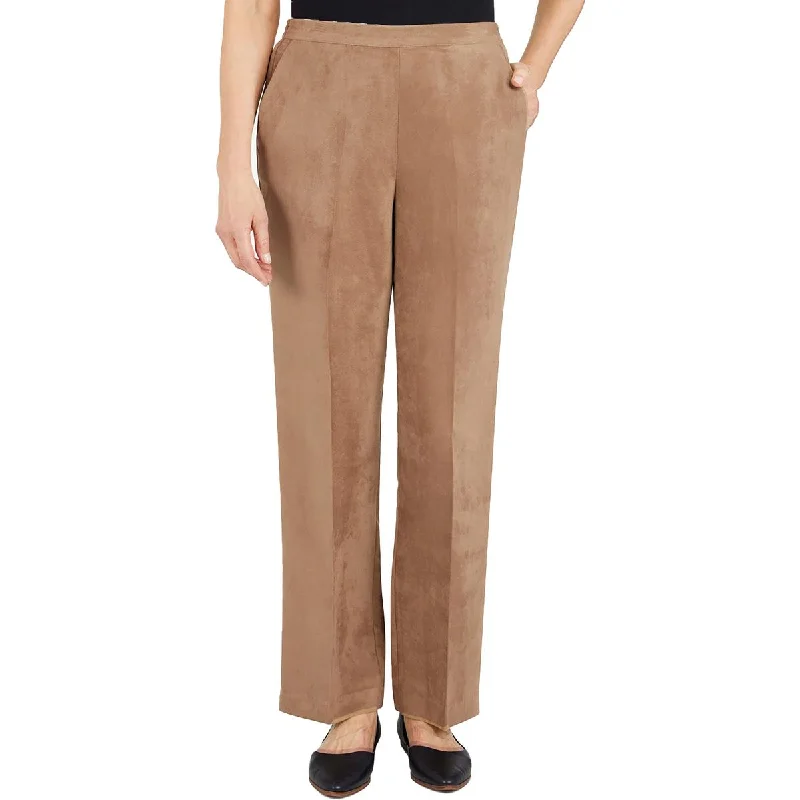 Alfred Dunner Womens Faux Suede Straight Leg Pants