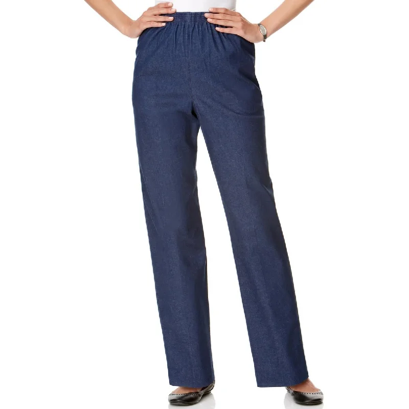 Alfred Dunner Womens Petites Smocked High Rise Trouser Pants