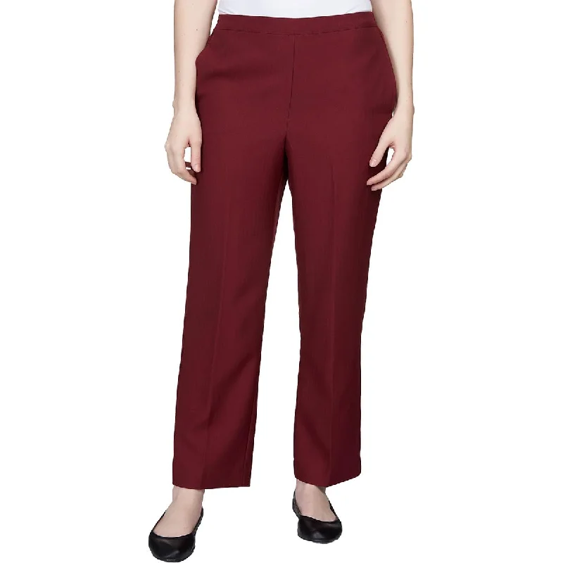 Alfred Dunner Womens Petites Textured Polyester Straight Leg Pants