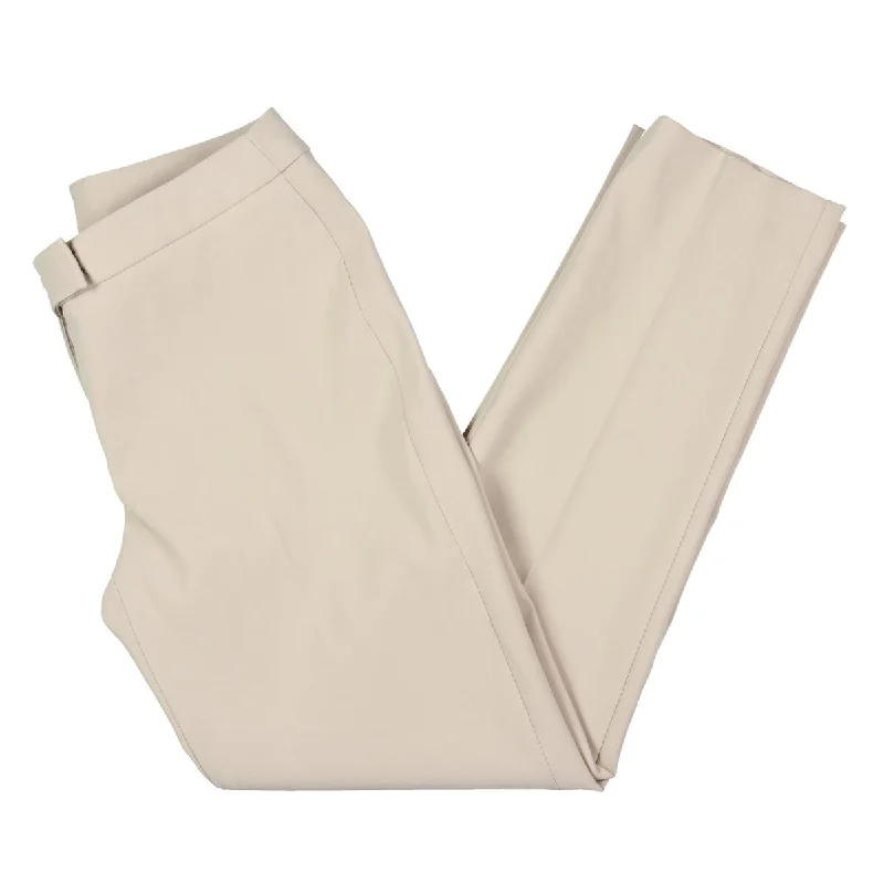 Anne Klein Womens High Rise Khaki Ankle Pants