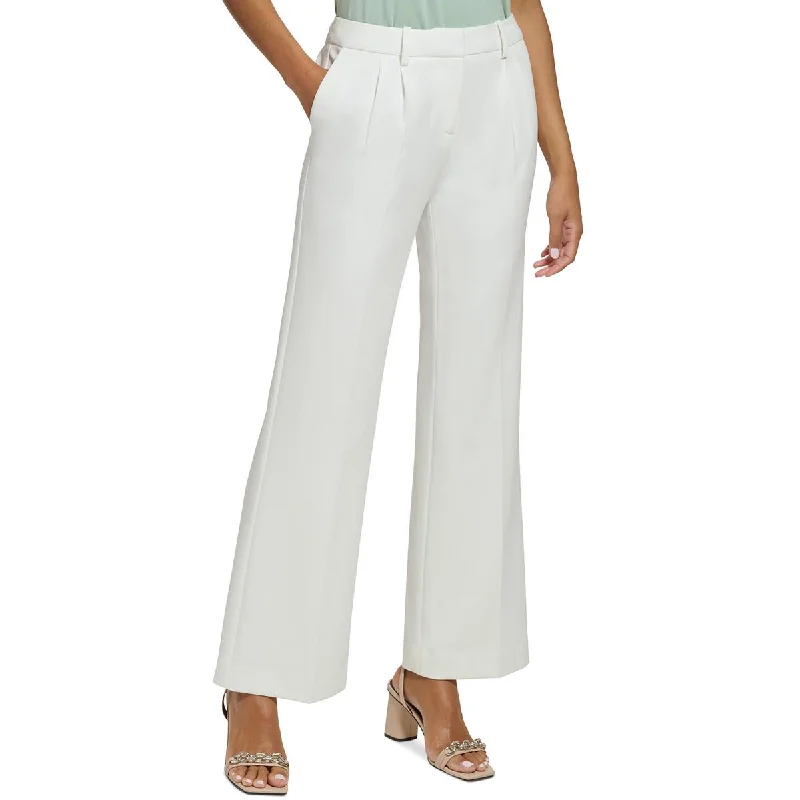 Calvin Klein Womens Petites Pleated Crepe Dress Pants