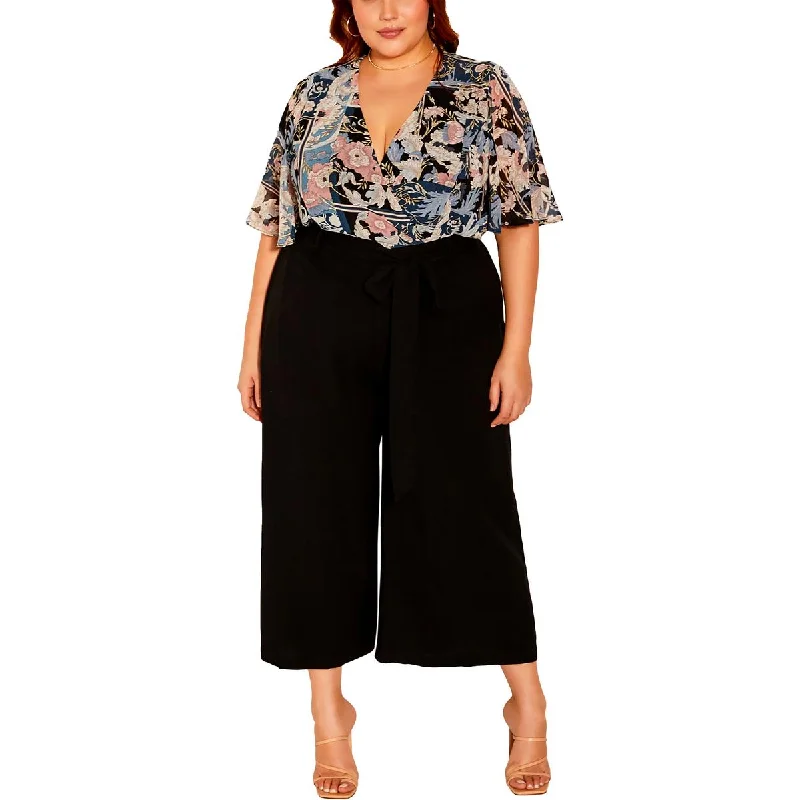 City Chic Womens High Rise Cropped Wide Leg Pants