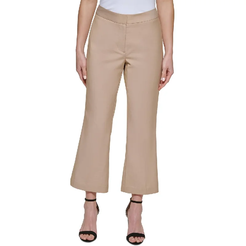 DKNY Womens Petites Crop Knit Wide Leg Pants