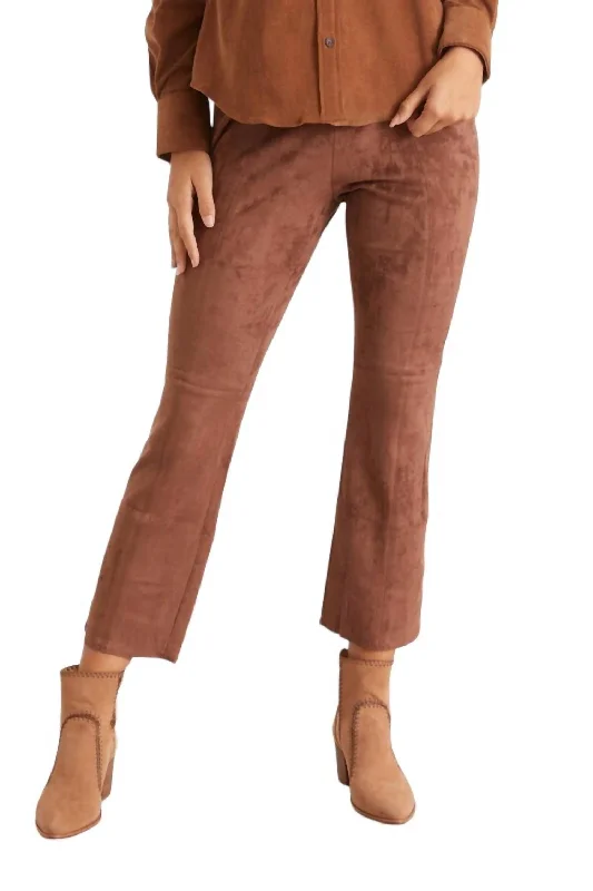 Faye Cropped Seamed Pants In Cognac