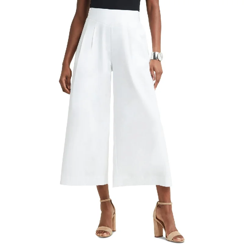 H Halston Womens Crop Cotton Wide Leg Pants