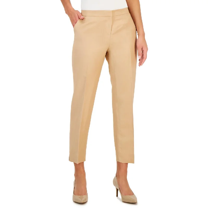 Kasper Womens Petites High Rise Solid Straight Leg Pants