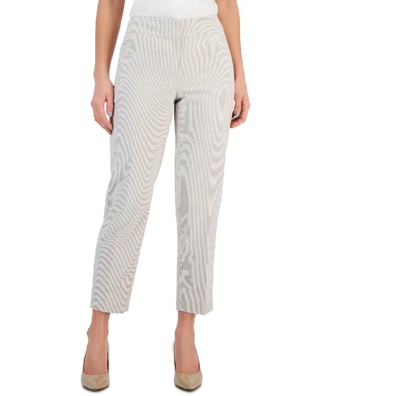 Kasper Womens Petites Seersucker Mid Rise Cropped Pants