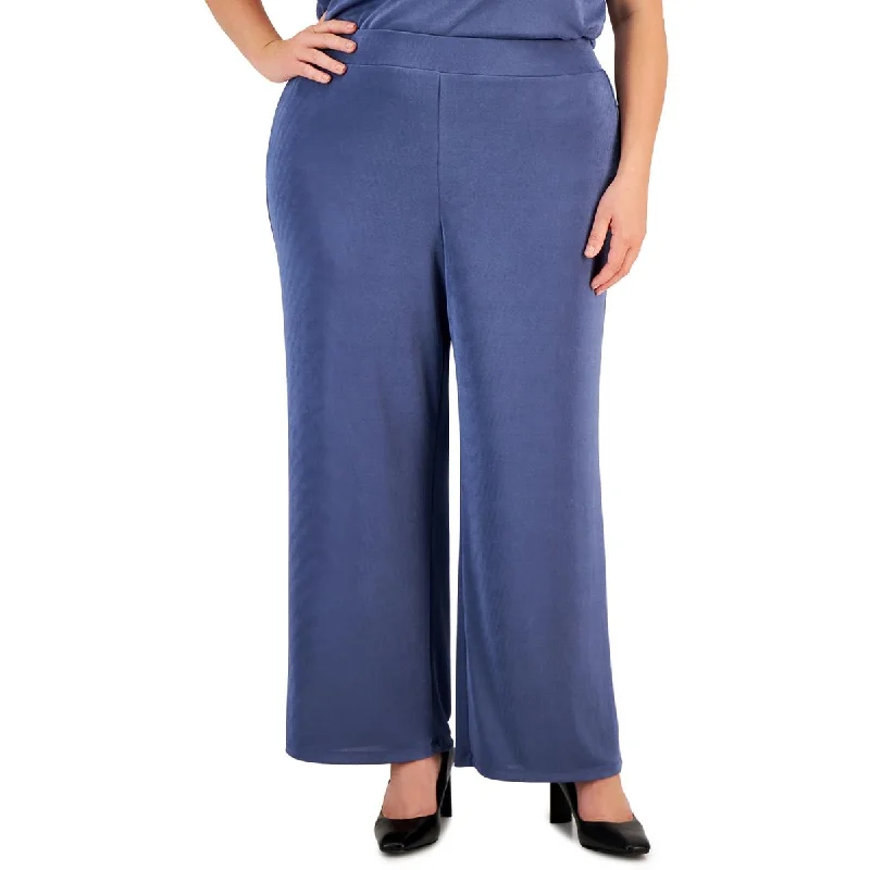 Kasper Womens Plus Shimmer  Wide Leg Pants