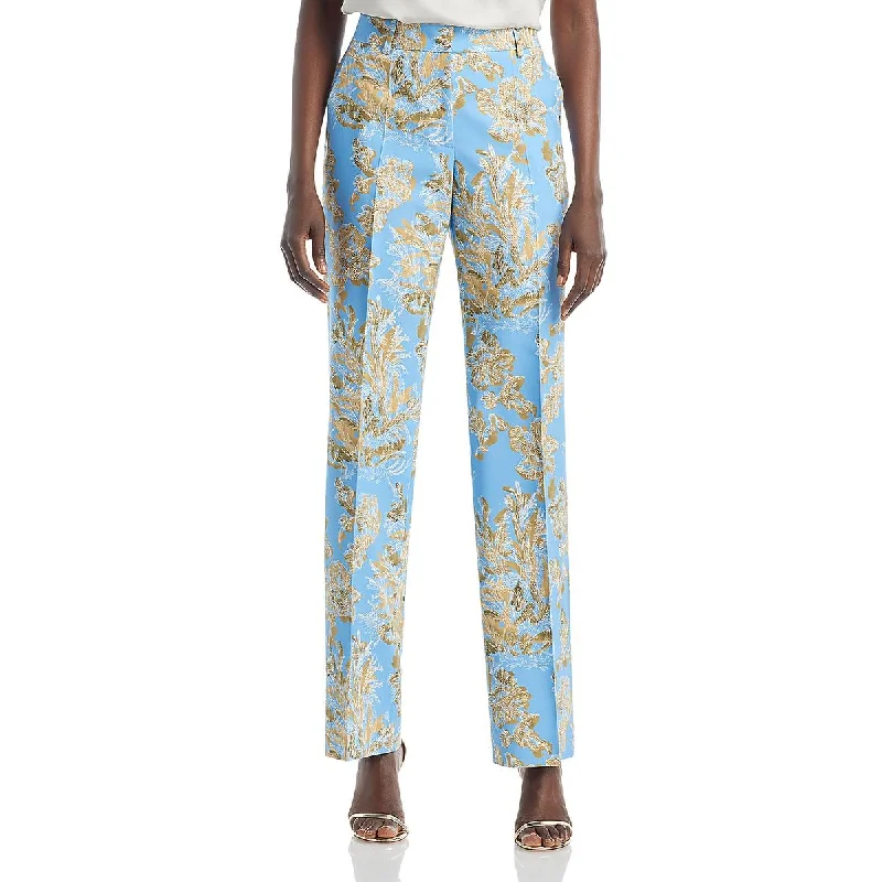 Lafayette 148 New York Womens Printed Pleated Trouser Pants