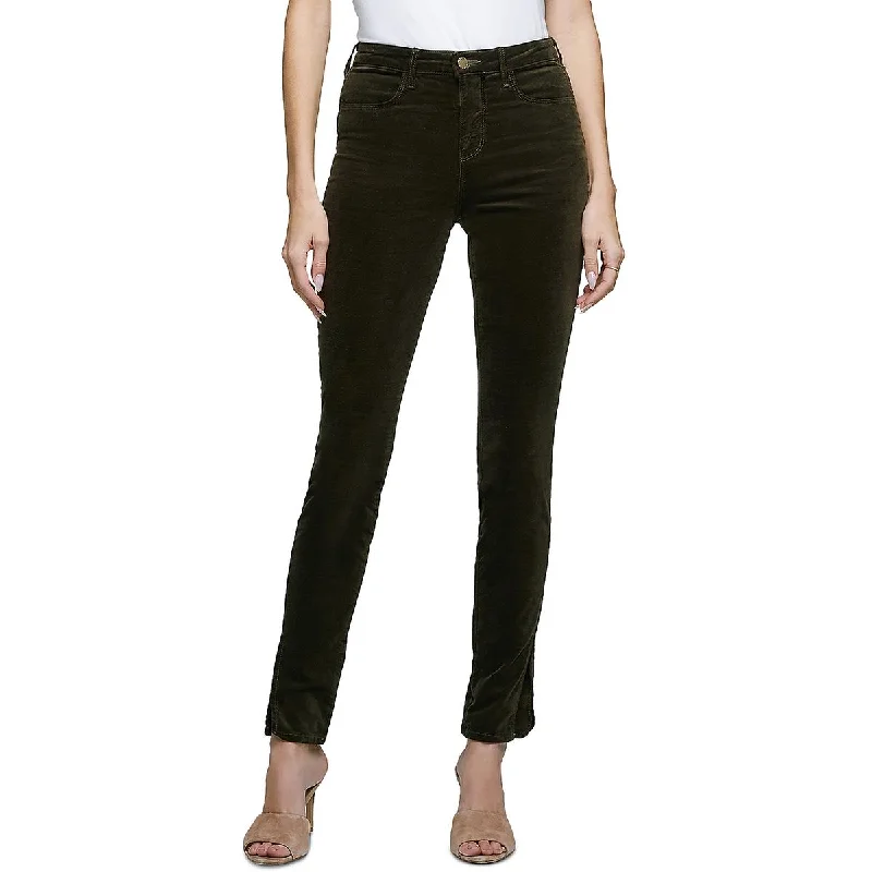 L'Agence Womens High Rise Faux Suede Skinny Pants