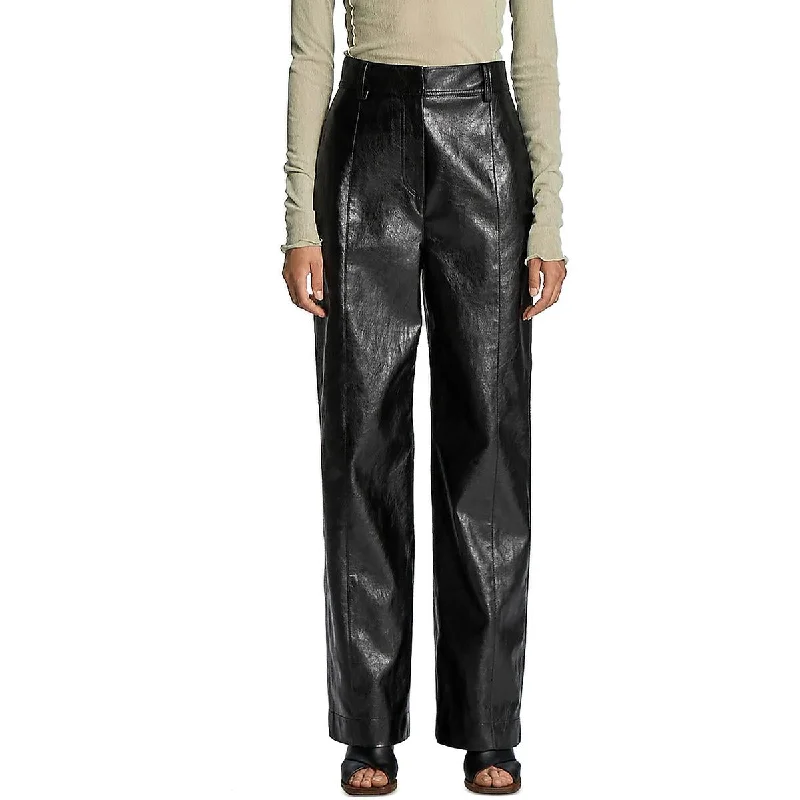 Lvir Womens Faux Leather Flared Pants