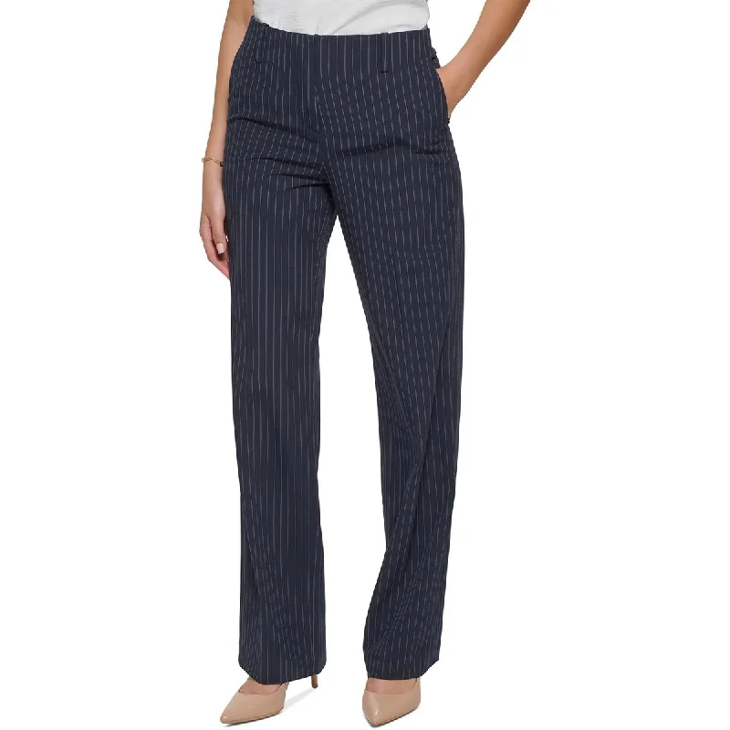 Tommy Hilfiger Womens Pinstripe Knit Wide Leg Pants