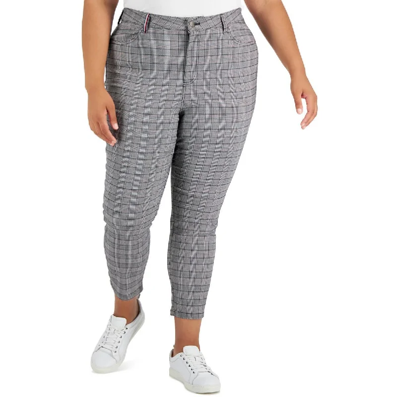 Tommy Hilfiger Womens Plus Woven Glen Plaid Skinny Pants